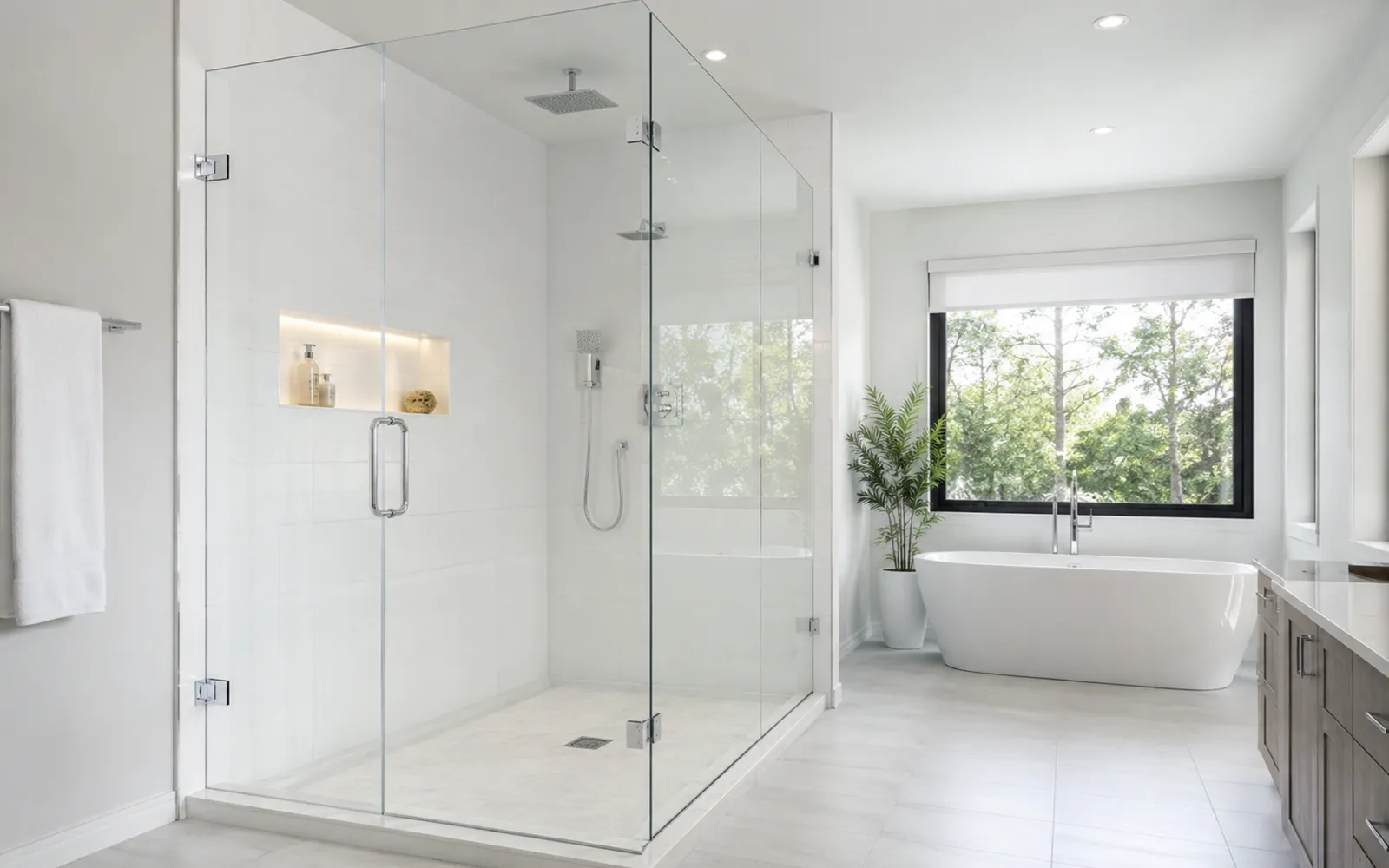 Luxury frameless glass shower enclosure