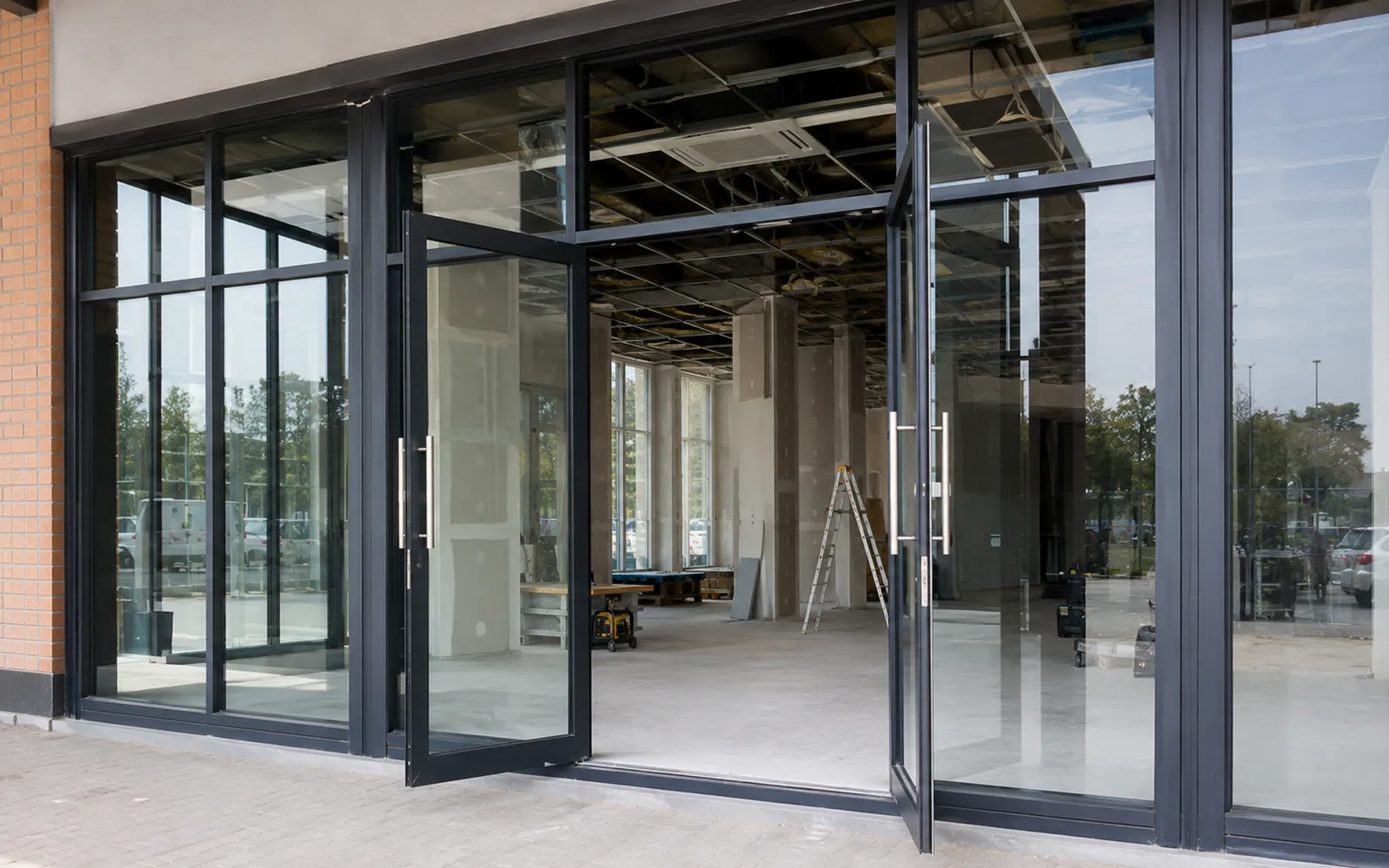 Commercial aluminium shopfront installation