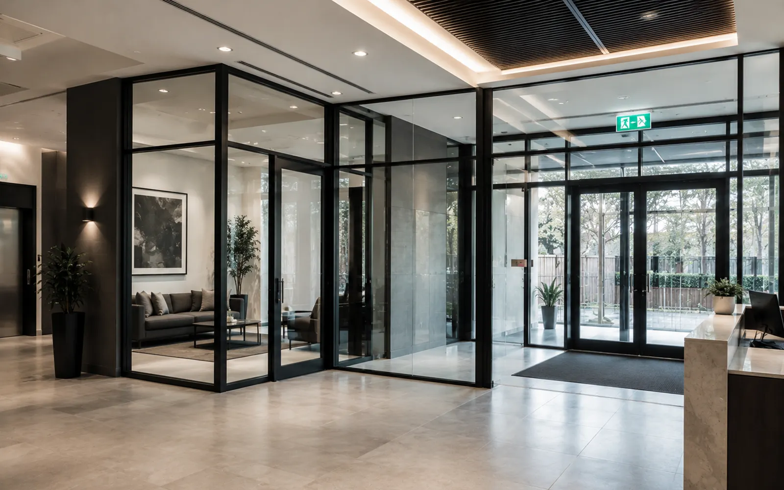 Glass and aluminium commercial entrance